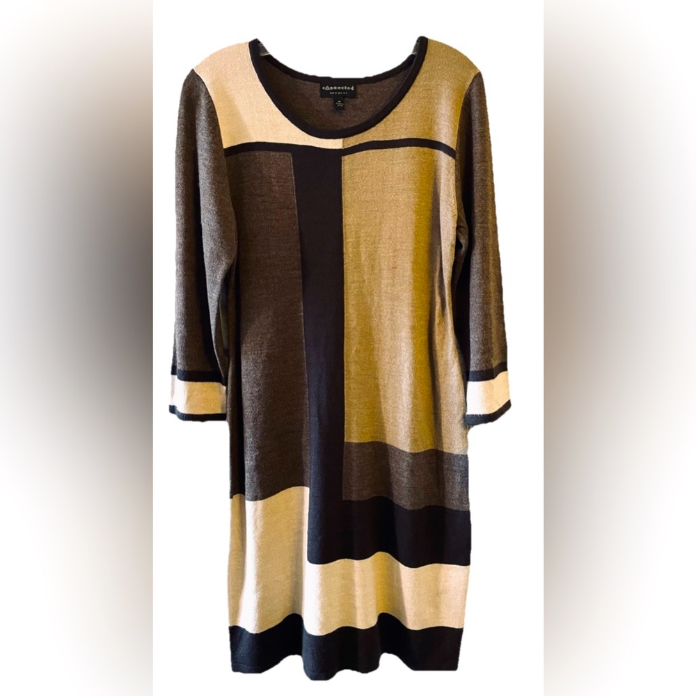 Connected apparel Long Sleeve Color Block Sweater Dress Size Med